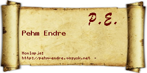 Pehm Endre névjegykártya